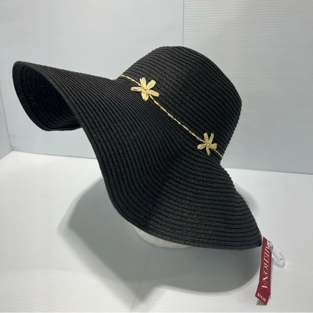 Merona Womens Floppy Paper Straw Woven Sun Beach Fashion Hats Wide Brim